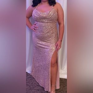 Long Formal Rose-Gold Dress
